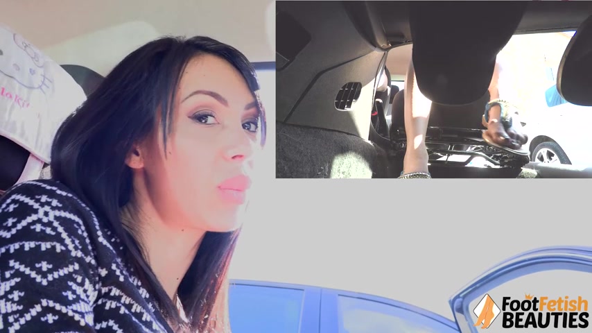 Gorgeously seductive Daniela pumping the car pedals for you