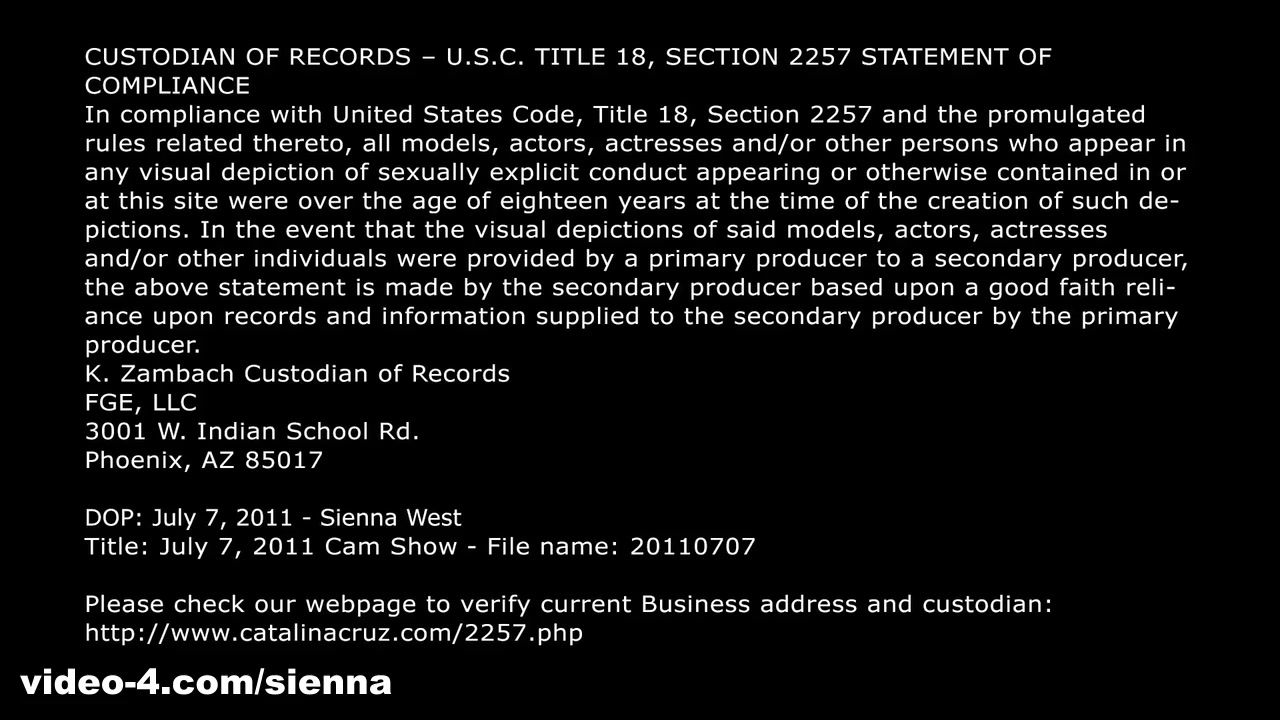 Cam Show - July 7 - SiennaWest