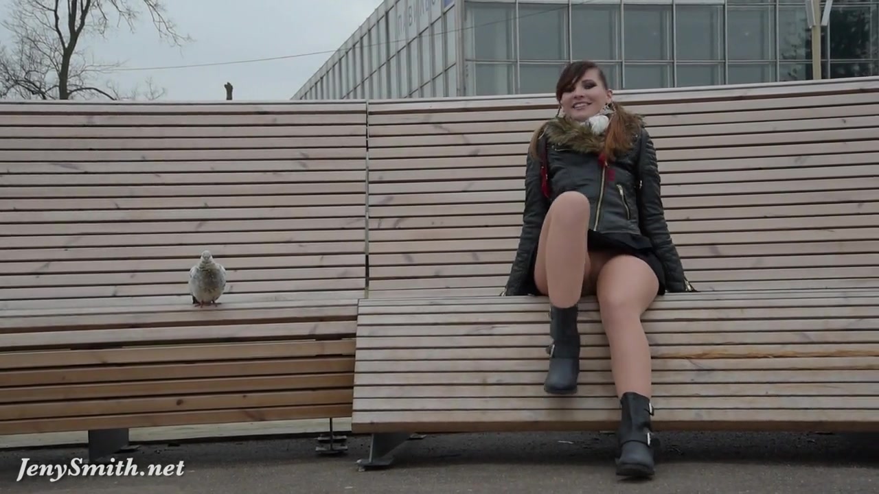 Jeny Smith seamless pantyhose public upskirt
