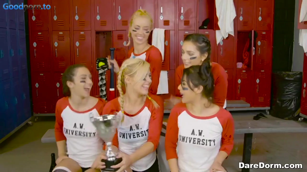 Hot In The Locker Room - Lesbian Orgy