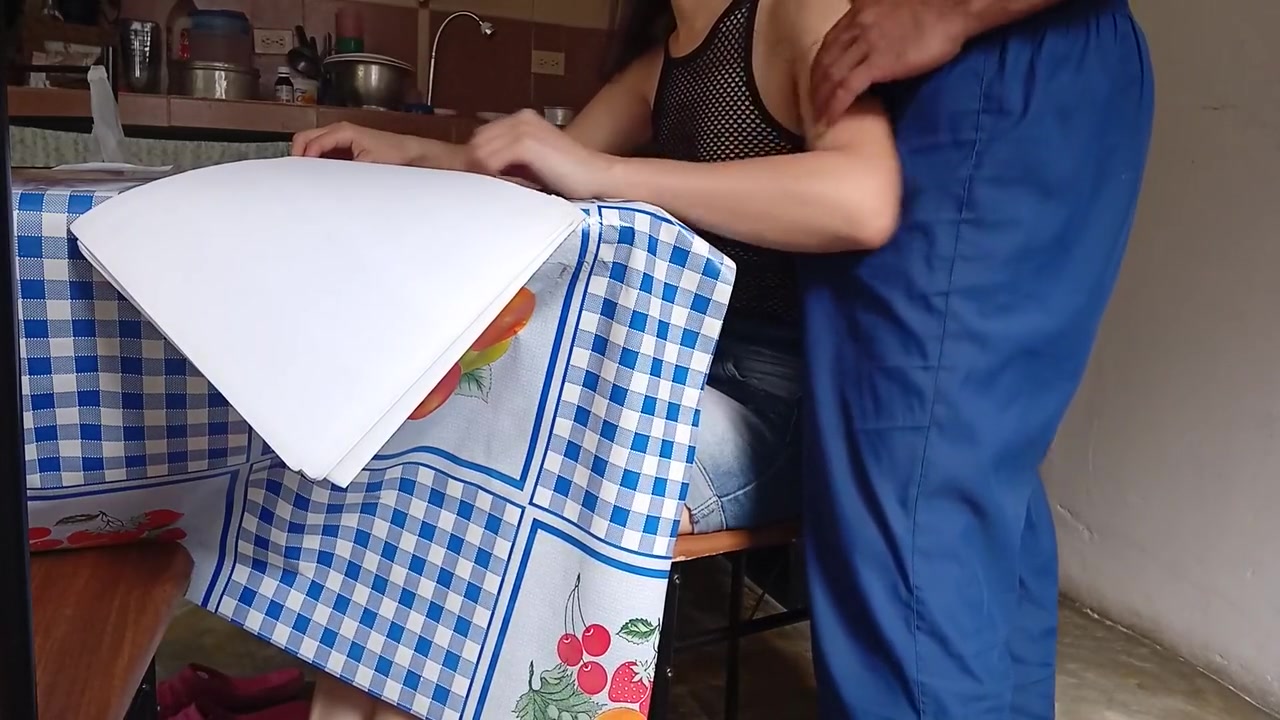 Perverted Stepfather Explains A Topic To Me When I Feel His Hard Cock On My Shoulder He Ends Up Fucking Me