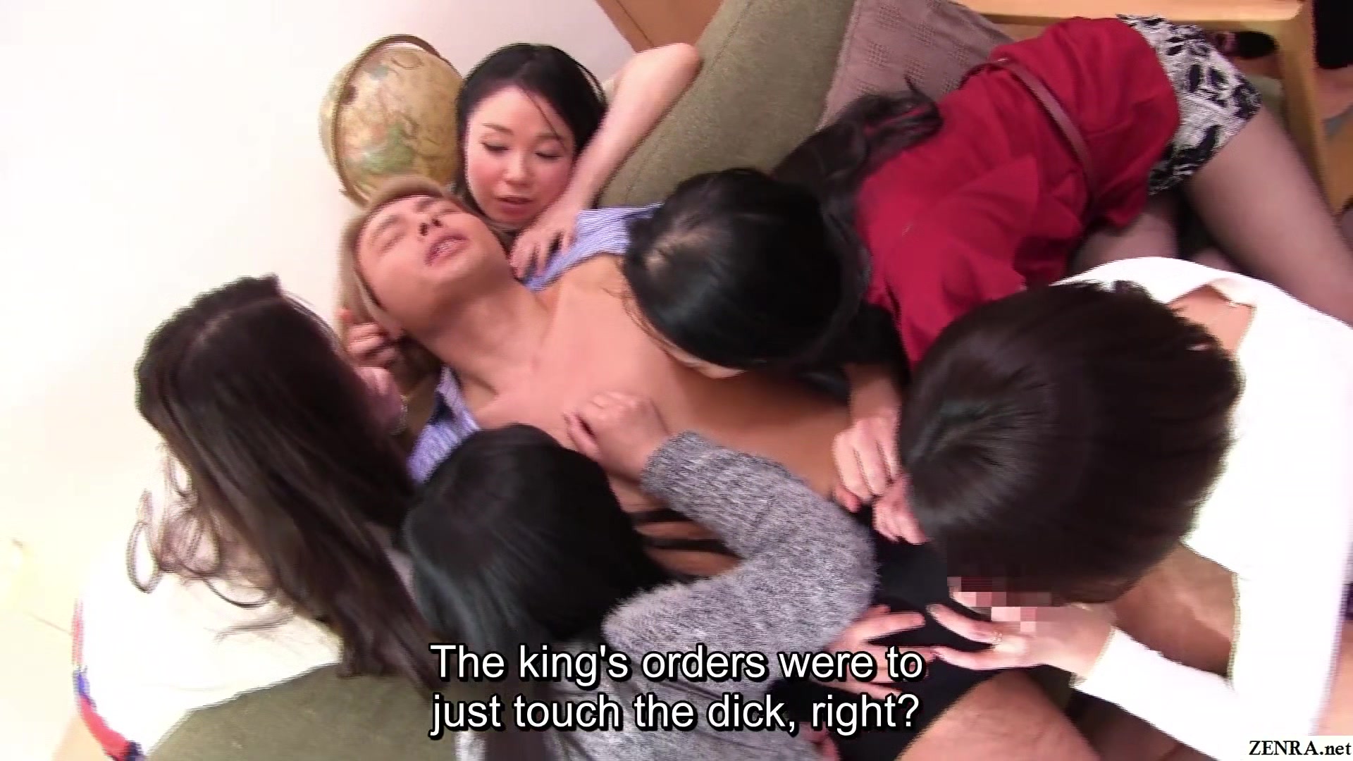 Japanese cougar party harem handjob and blowjob dare