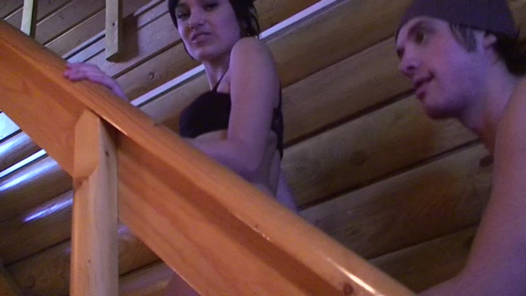 Boyfrend playing with 2 sexy college strumpets in the sauna