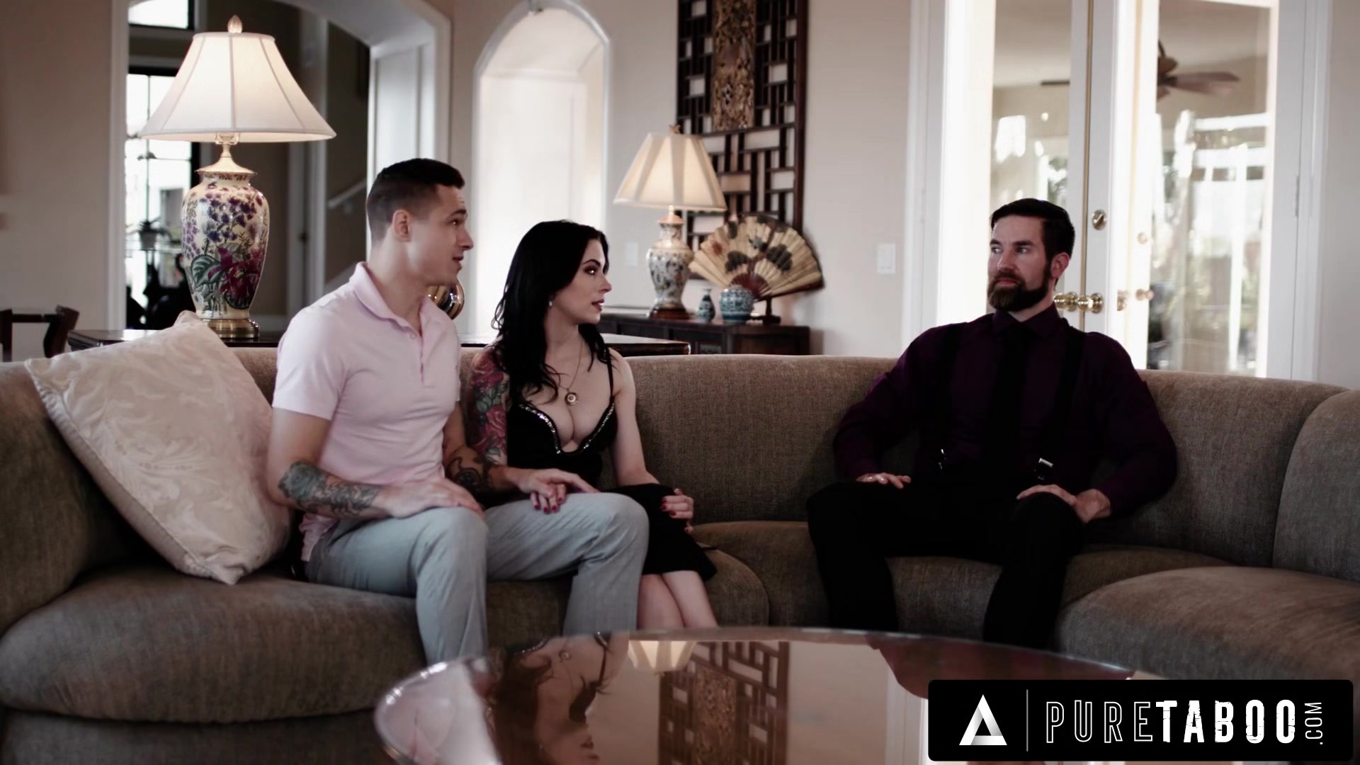 PURE TABOO Vicious Gold Digger Anna De Ville Buys Her BF's Stepdad's Silence With A Hot Threesome
