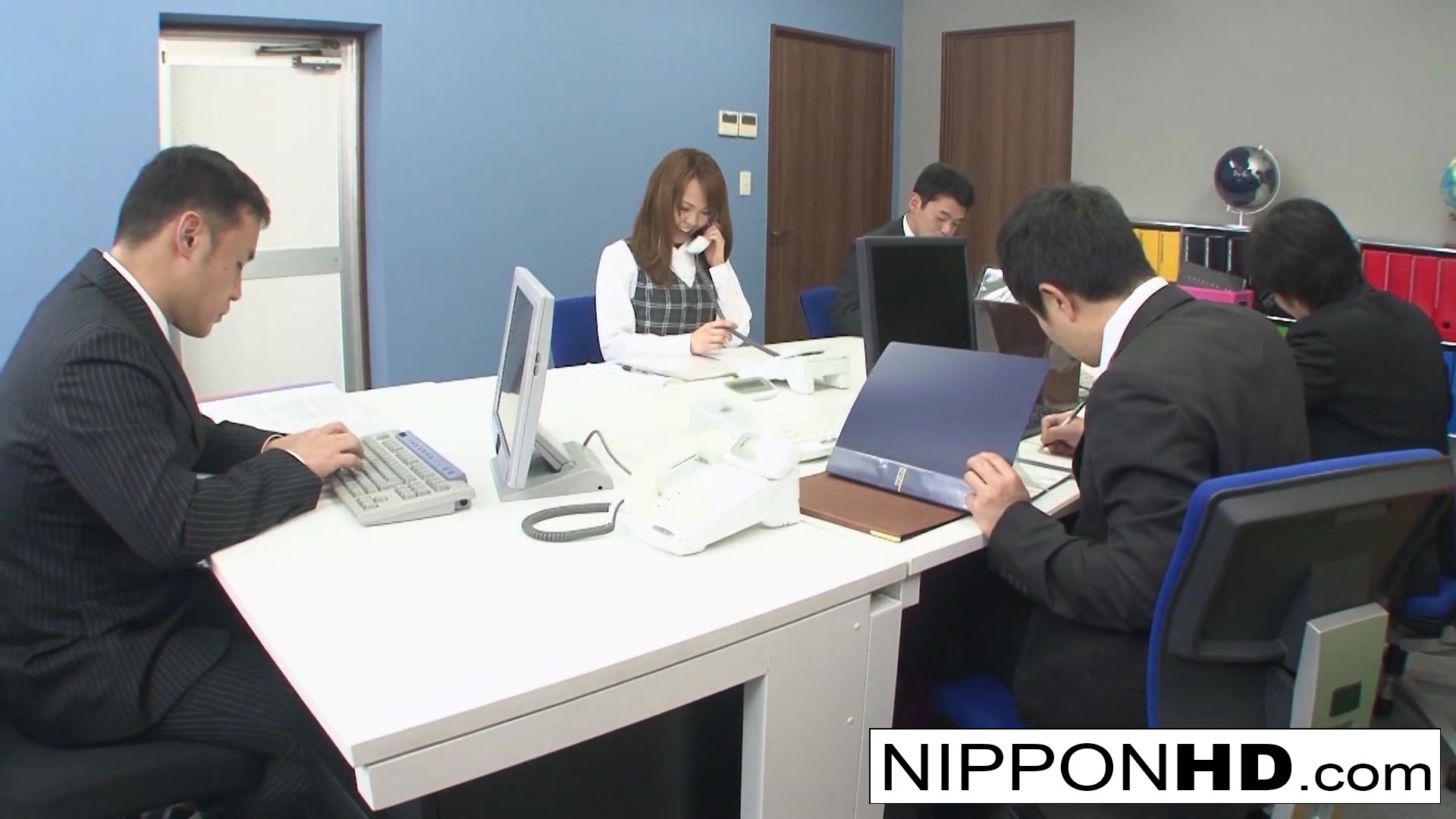 Asian Secretary Gets Played With While She's On The Phone - NipponHD