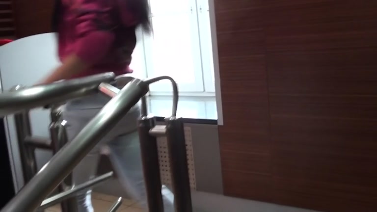 Non-Professional monster penis feeding cute bimbo in public shitter