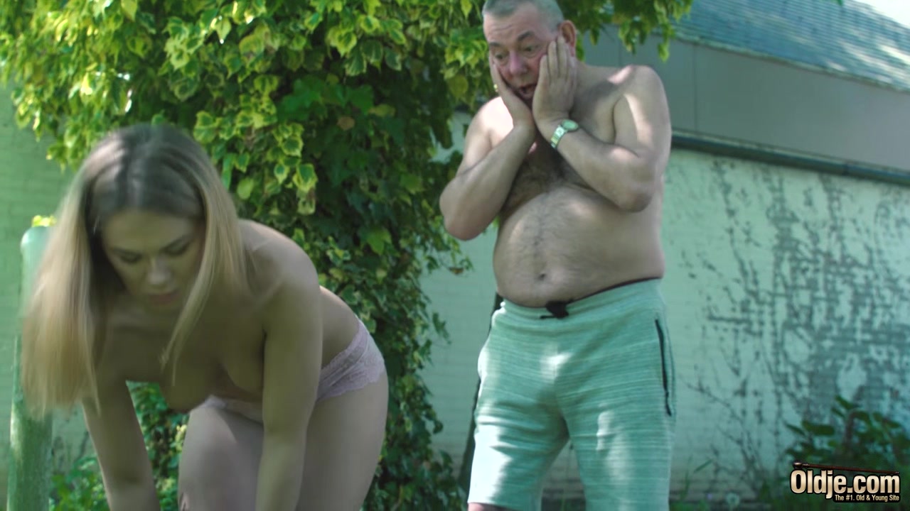 Grandpa makes teen 18+ wet with his "hose"