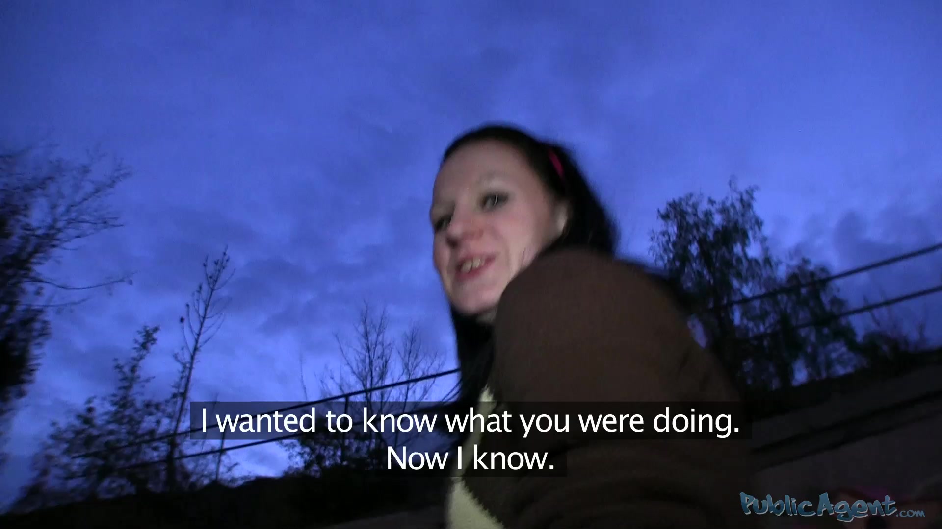 Young brunette amateur touched her pussy under the bridge