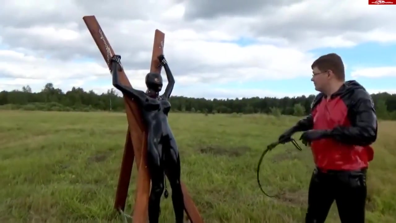 Chained And Used Latex Girl Outdoors