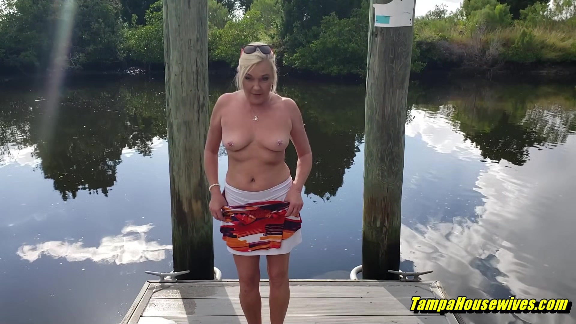 Stripping Full Nude In Public Gets Her a Creampie