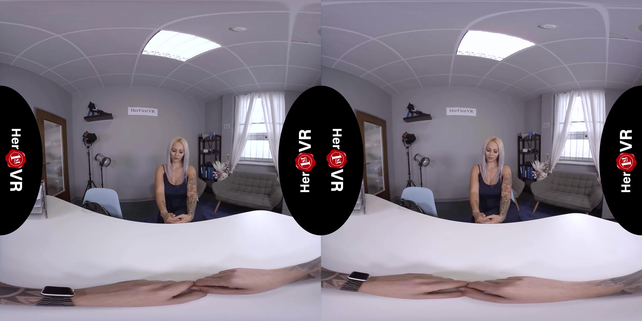 Domino - VR Casting; Huge Tits Blonde Amateur with Tattoos