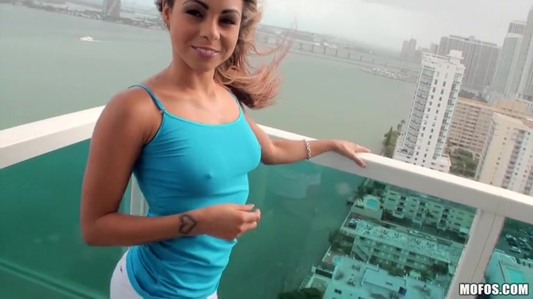 Hot girlfriend sucking my dick and being fucked on the balcony