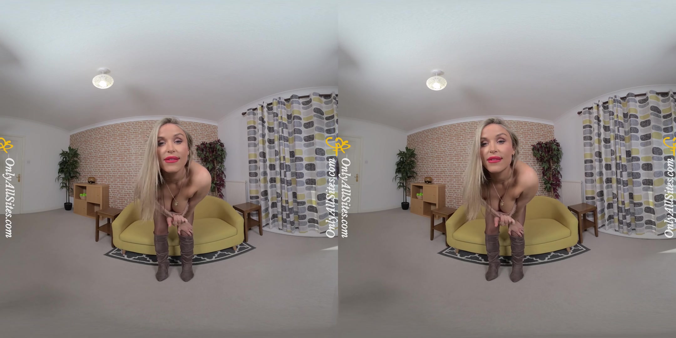 Blondie Rose - Leggy Blonde Strips to Pantyhose - OnlyTease