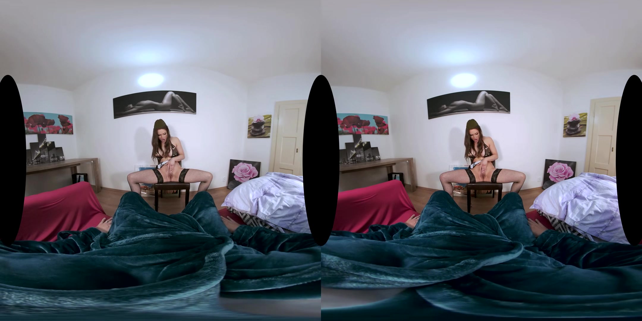 Bieber Army - Beautiful Brunette on the Bed Stripping and Fucking