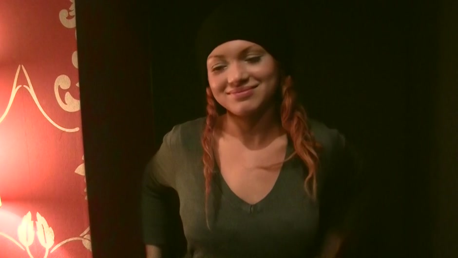 Mayola in scene with a horny couple having sex in restroom