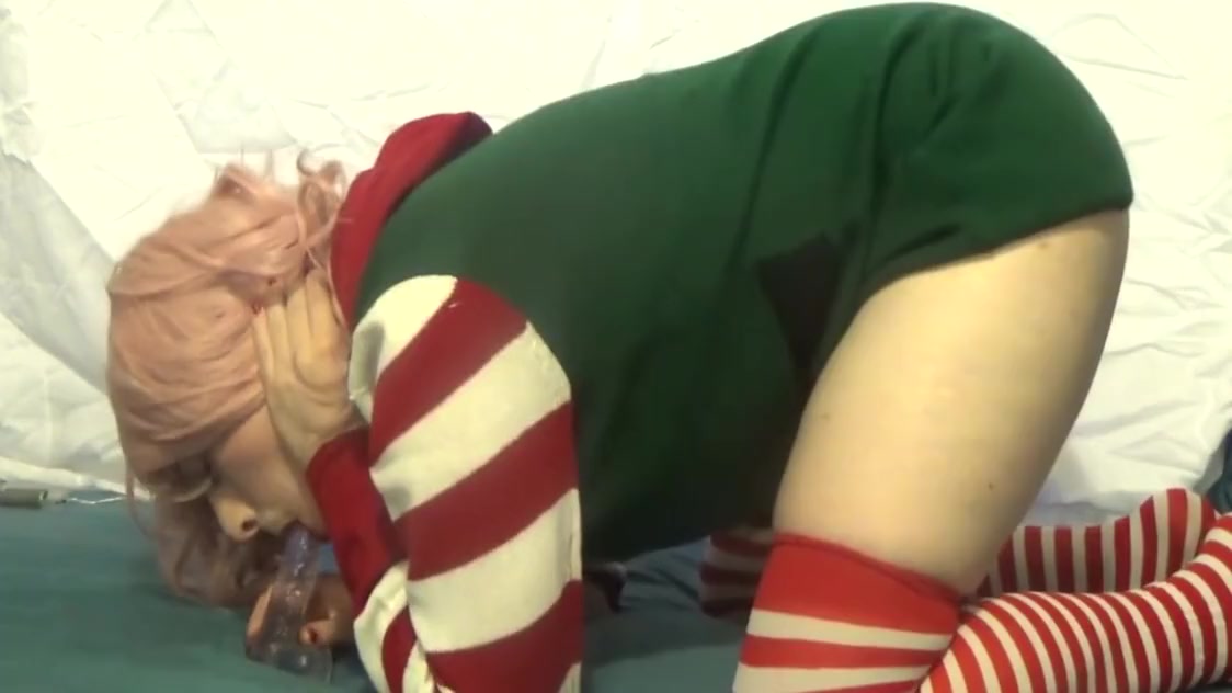 Chastity Sissy Elf Plays With A Dildo