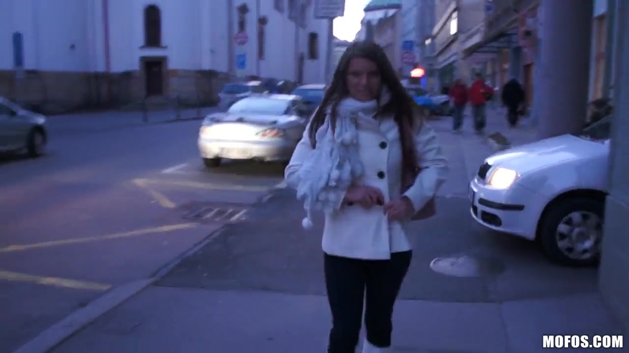 A girl on the street is offered cash for tits