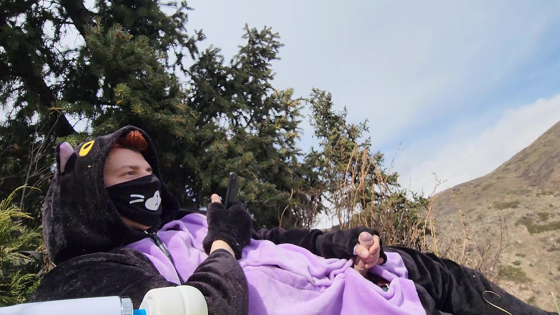 Catboy Moans In The Mountains And Masturbates