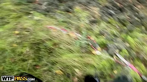 Blowjob right in the forest from our amazingly cute brunette