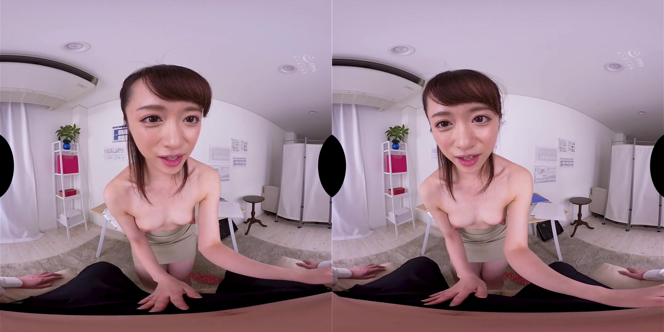 Sudden Creampie Sex with the Receptionist Behind the Desk; Japanese OL POV