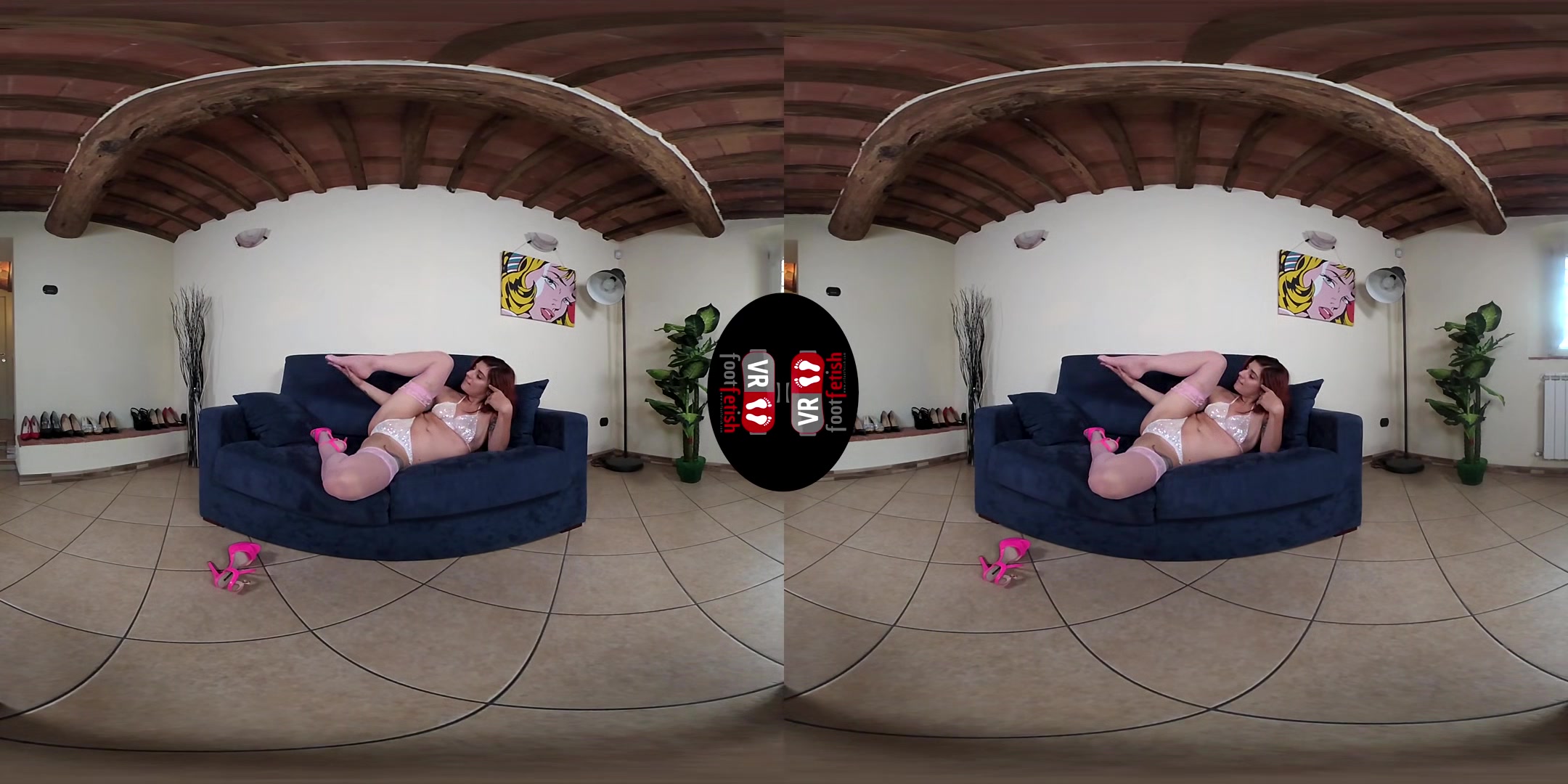 Steamy Hot Lauretta In Pink Thigh-High Stockings And Open-Toe Stripper Shoes; Leg And Foot Fetish Amateur Vr