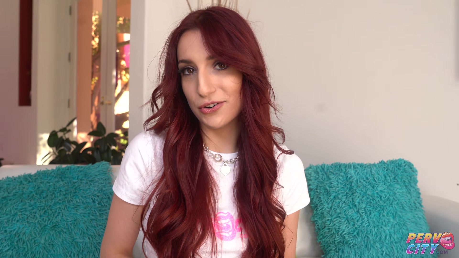 Naughty Redhead April Snow Fingers Her Hairy Pussy
