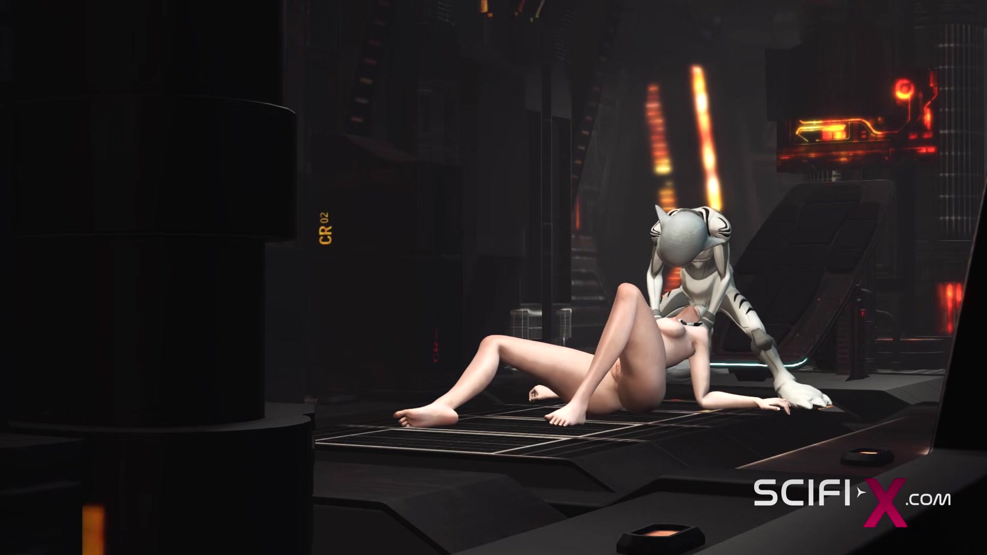 Sex with an alien in a spaceship. A sexy young blonde gets fucked by an alien