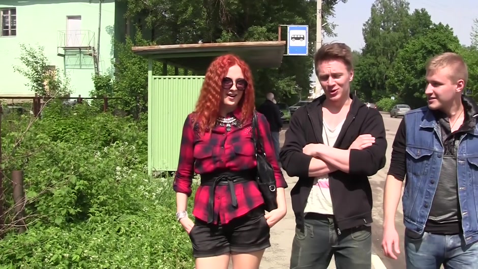 Eva Berder in eva berder fucks two guys in a pickup porn