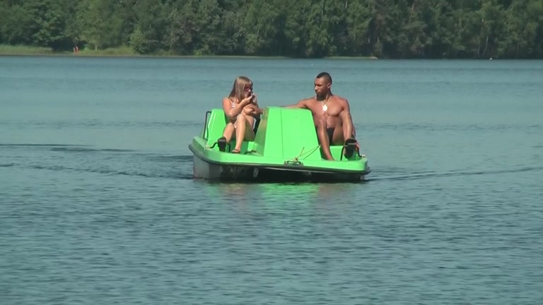 Titted golden-haired drilled hard in a boat