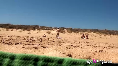 Beach Dogging! Ainara fucks a and a couple join the fun