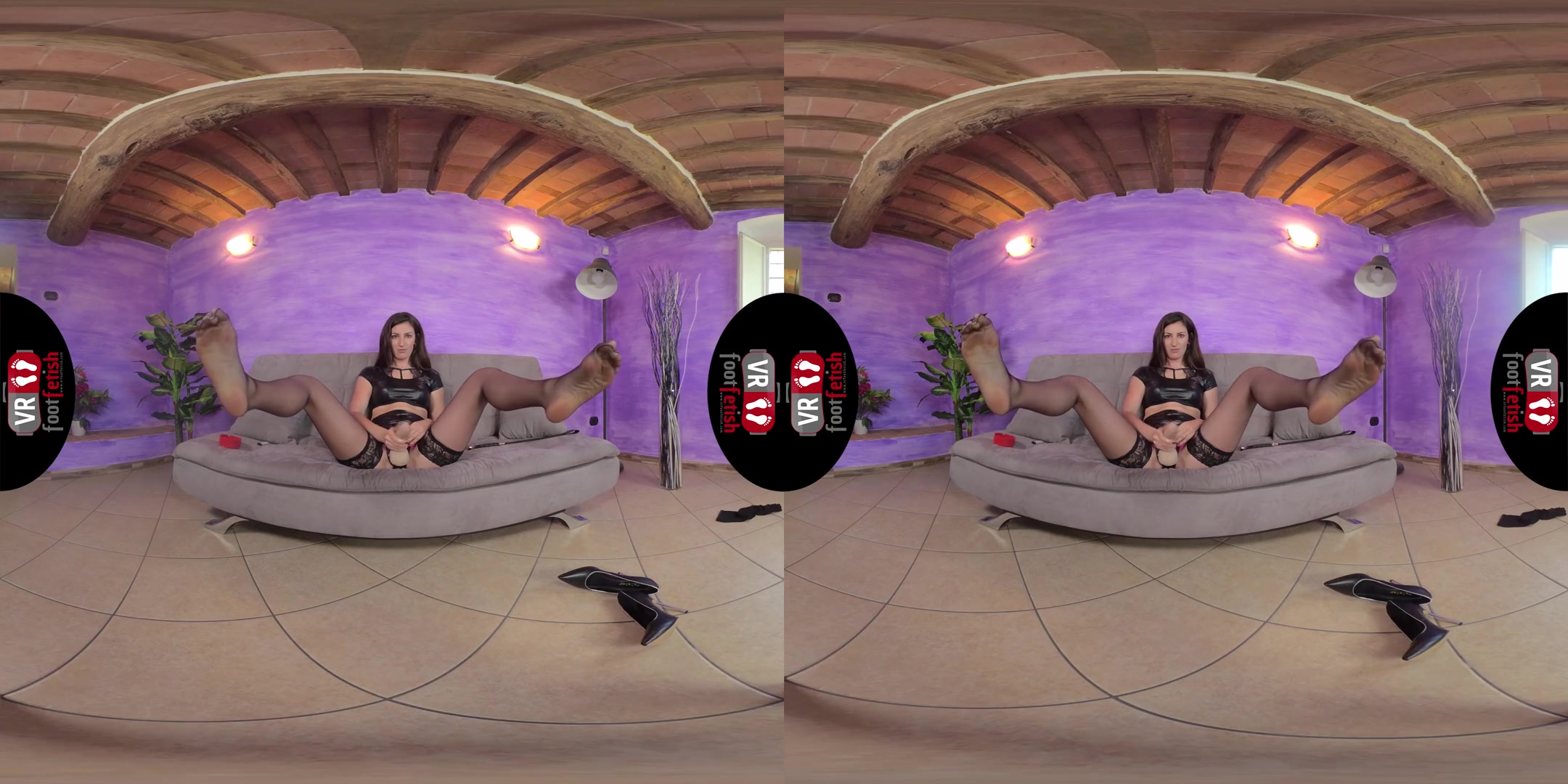 Sassy Dominatrix Lilian Teases You With Her Stockinged Feet - Foot Fetish VR Solo