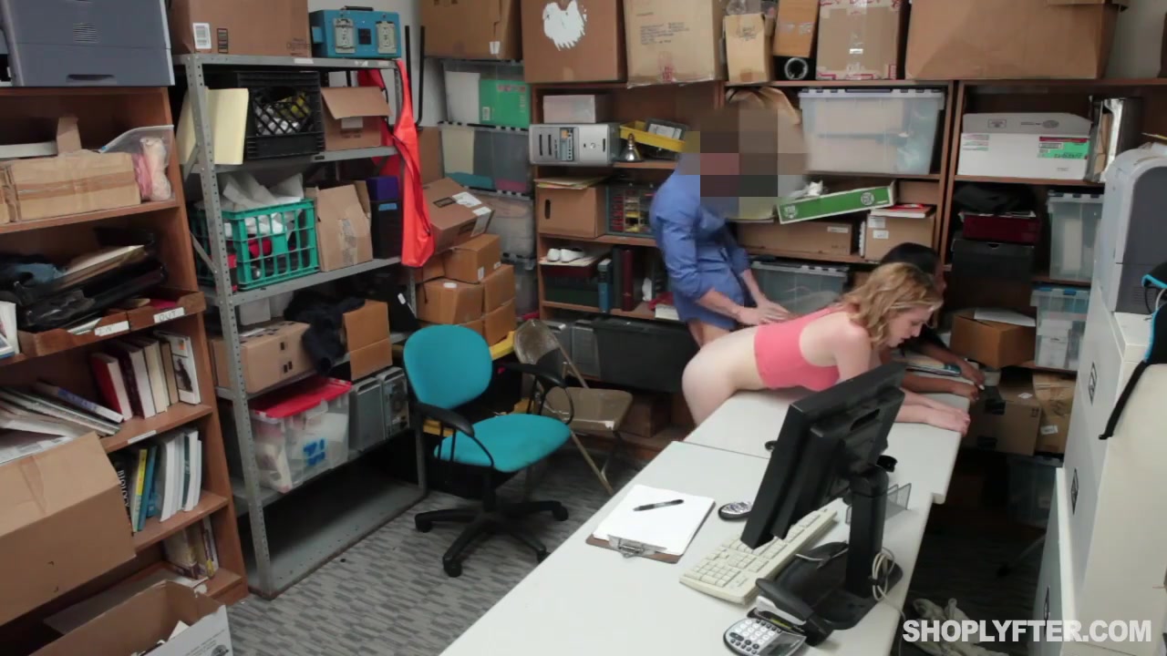 Two Young Shoplifters Were Caught And Fucked Doggystyle In The Back Room - Maya Bijou And Bonnie Grey