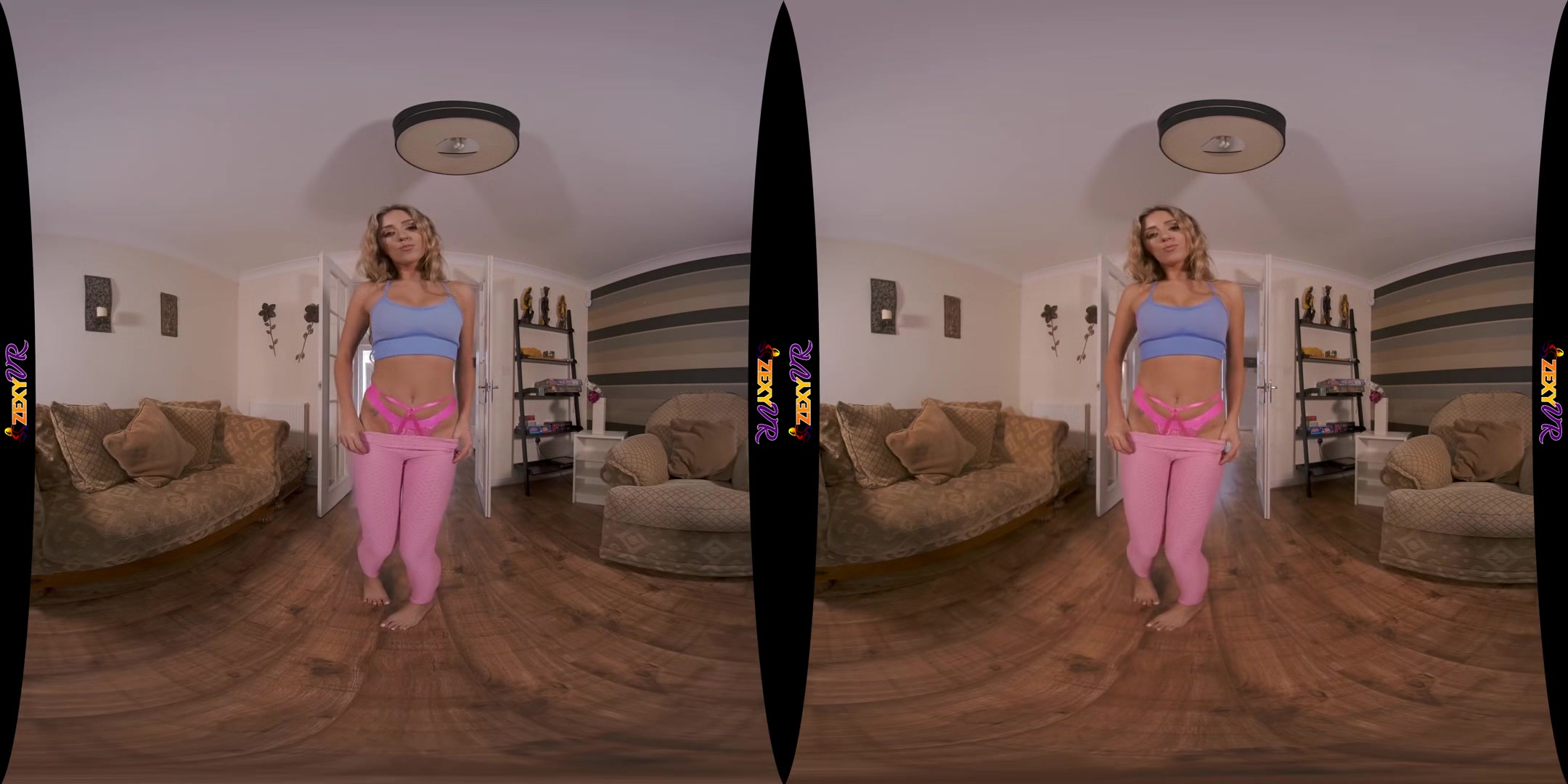 Horny Workout - Sexy Blonde Solo Striptease - SexLikeReal