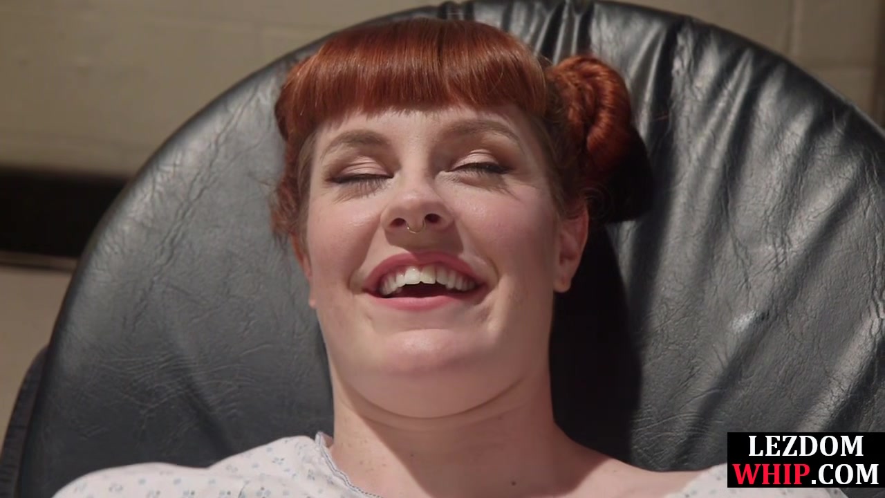 Redhead masturbates while getting anal with strapon
