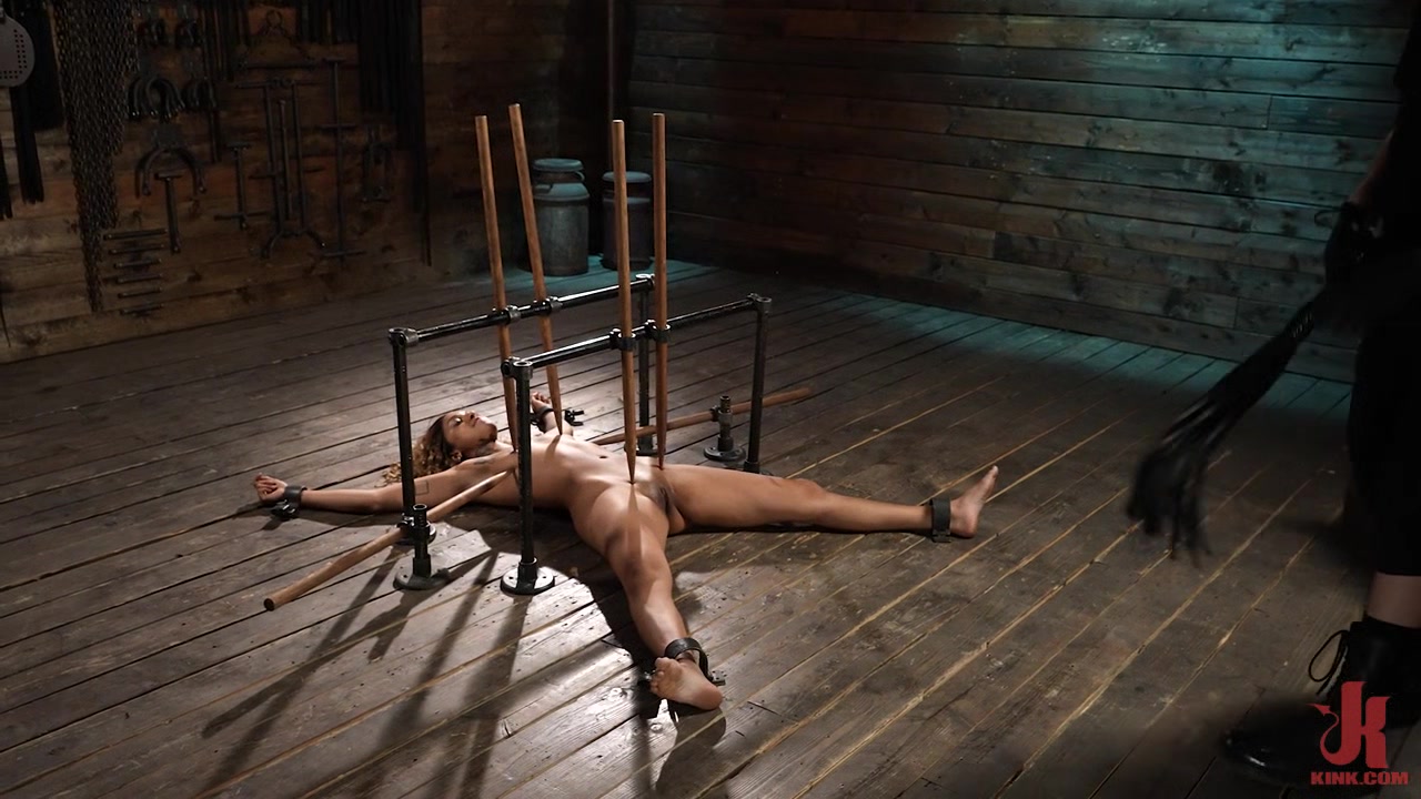 BDSM submissive ebony pussy and body tormented by master