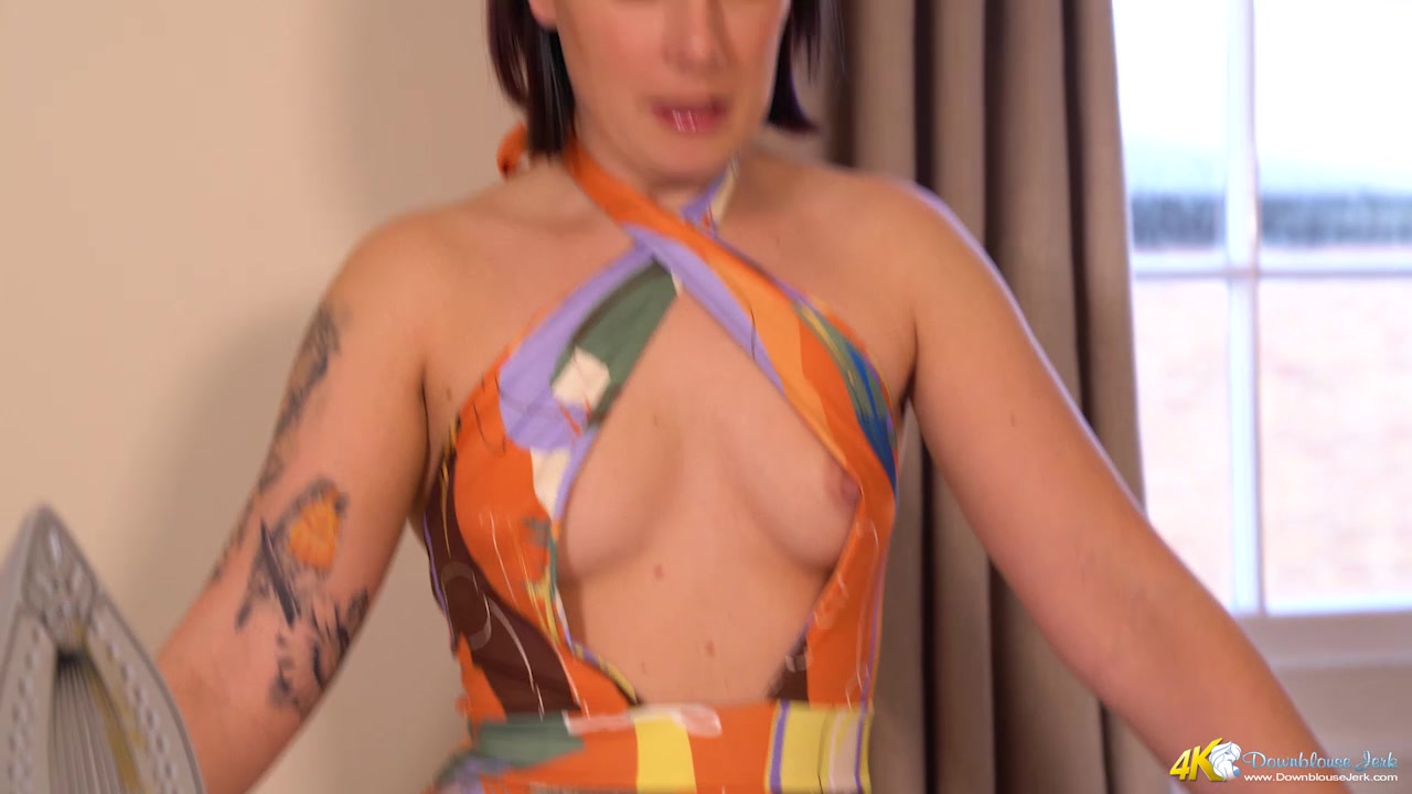 in Revealing New Dress - DownblouseJerk
