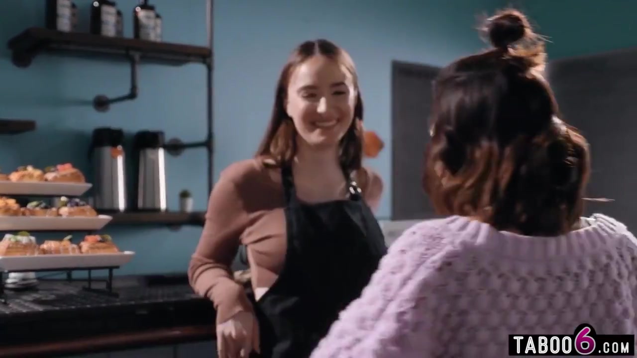 Lesbian teen 18+ Barista Lesbo Sex At Work With Latina Girlfriend - Hazel Moore