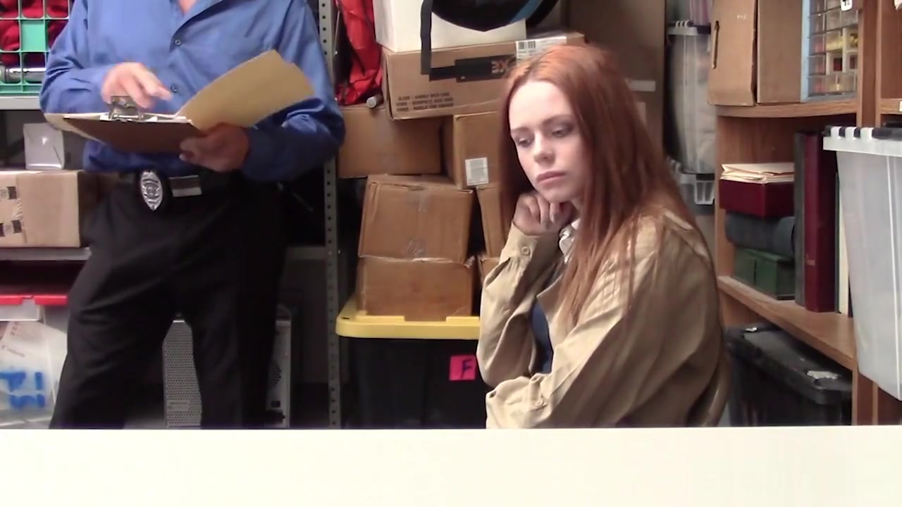 Afraid small tits redhead teen 18+ busted by a LP officer