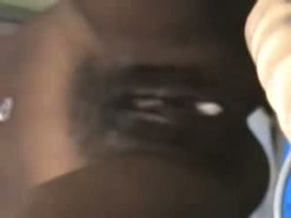 Black chick with legs spread wide open dripping creampie