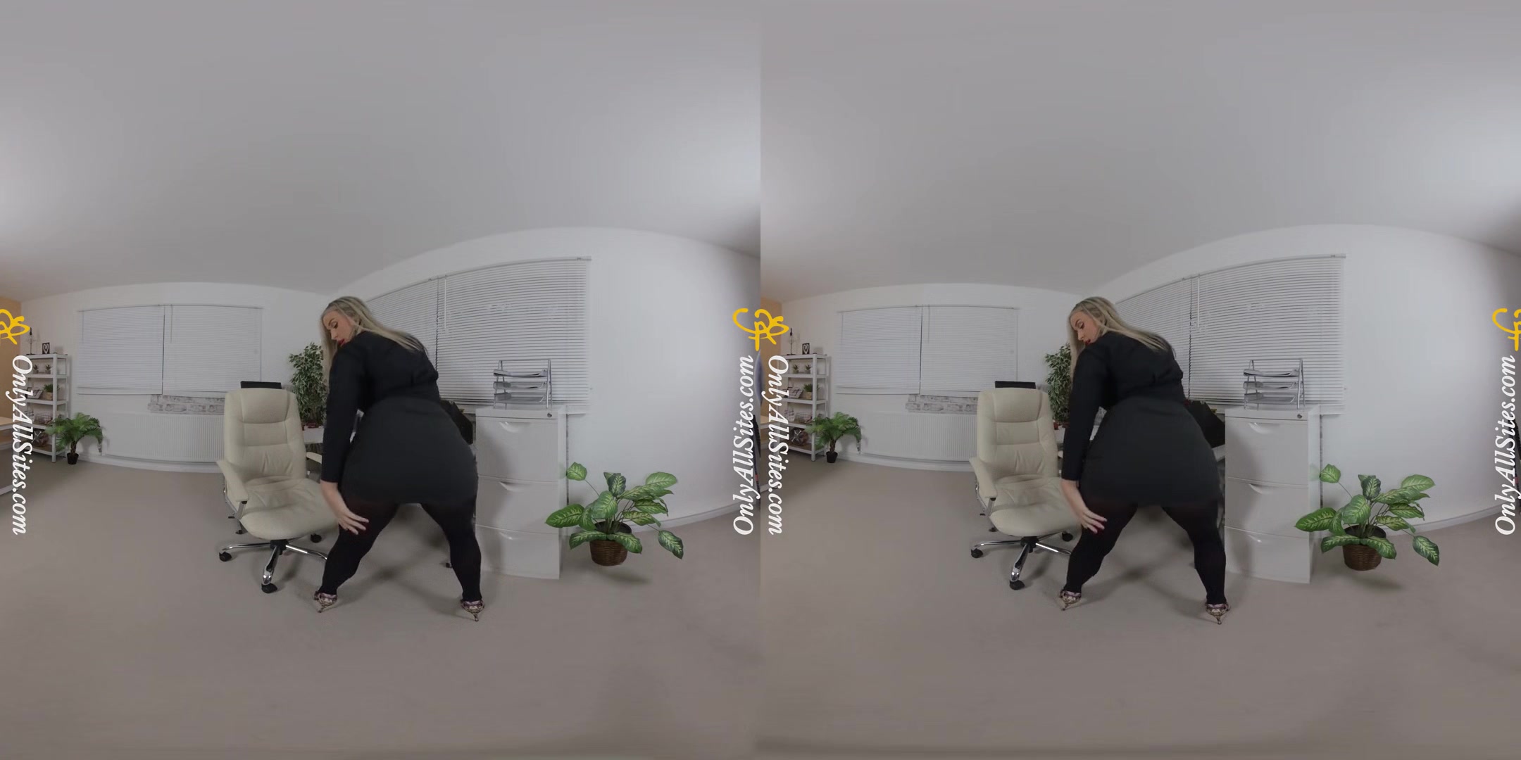 Blondie Rose - Sexy Secretary; Red Hot Blonde in Red Lingerie Solo Striptease