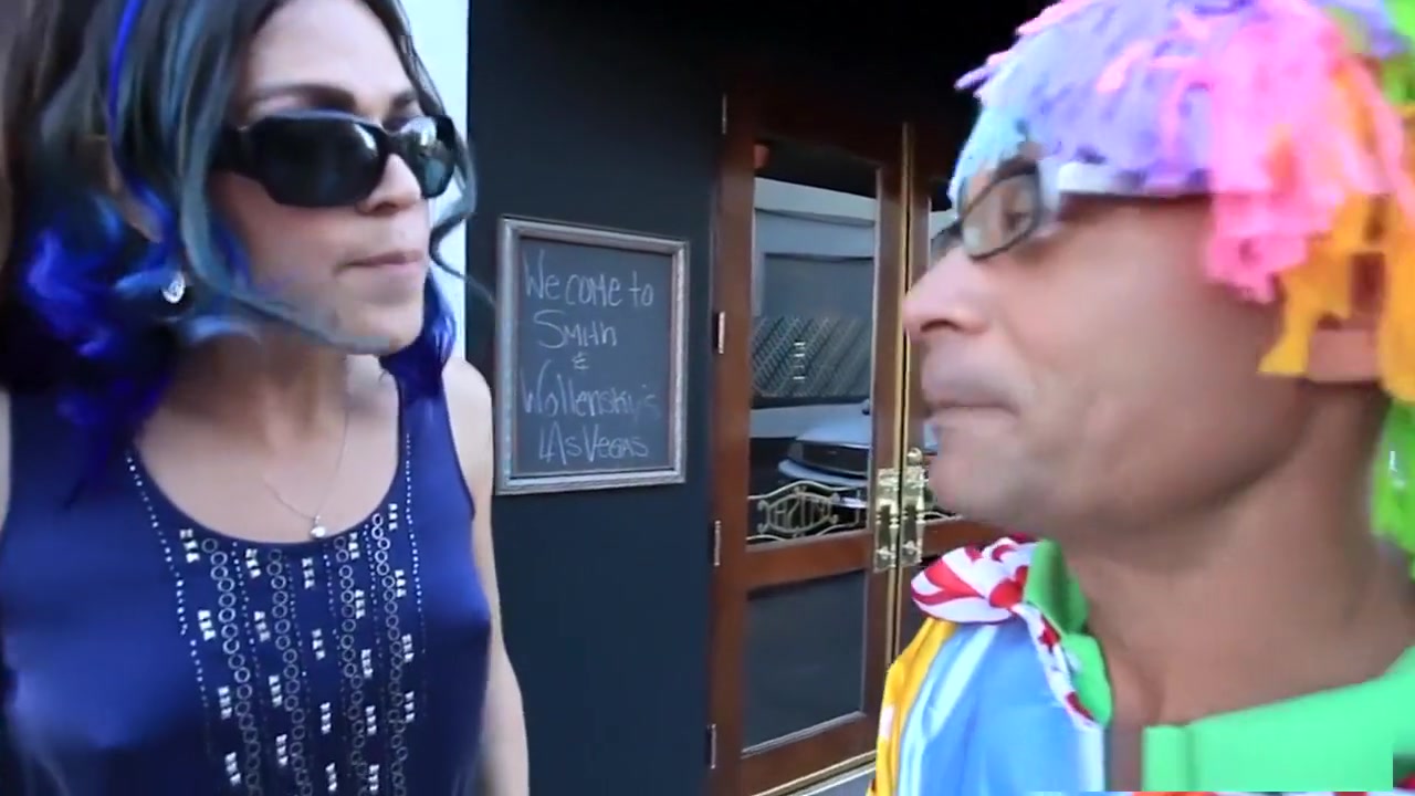 Tranny giving head to clown with big dick