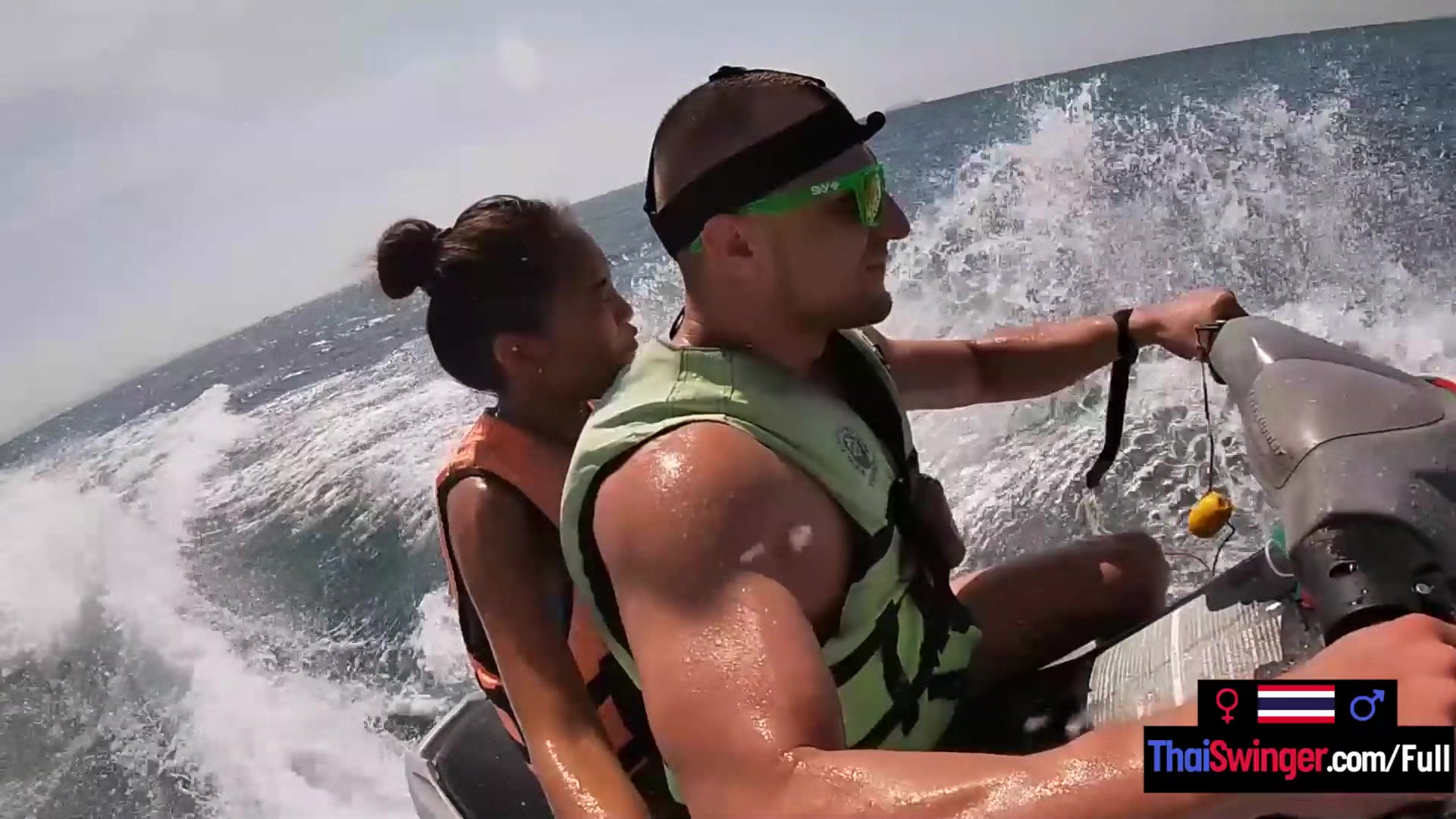 Jetski blowjob in public with his real Asian teen 18+ girlfriend
