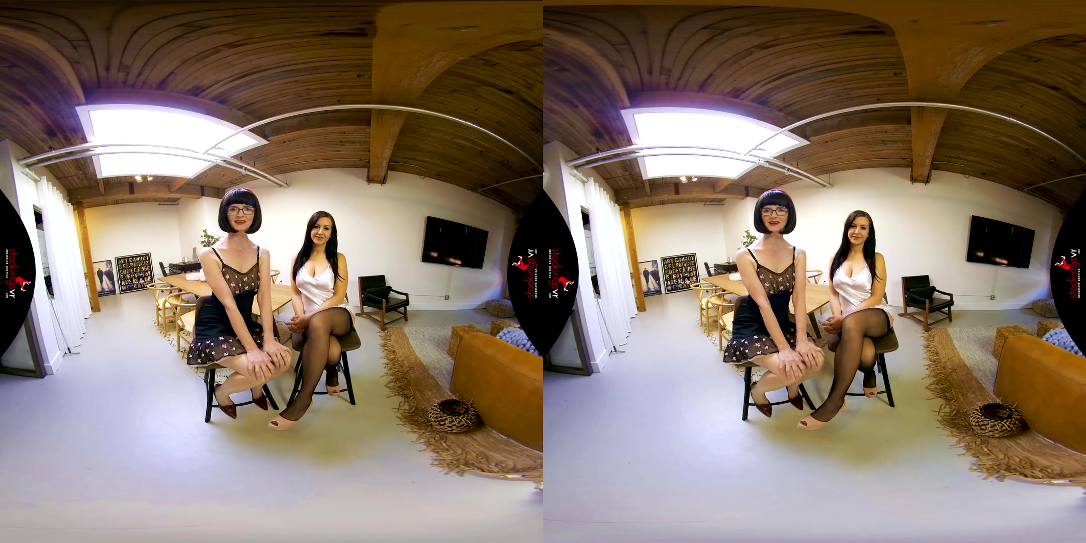The Stocking Girls, Julia and Tindra Frost, the Scottish Milf - Nylons, Lesbian Kissing, Lingerie