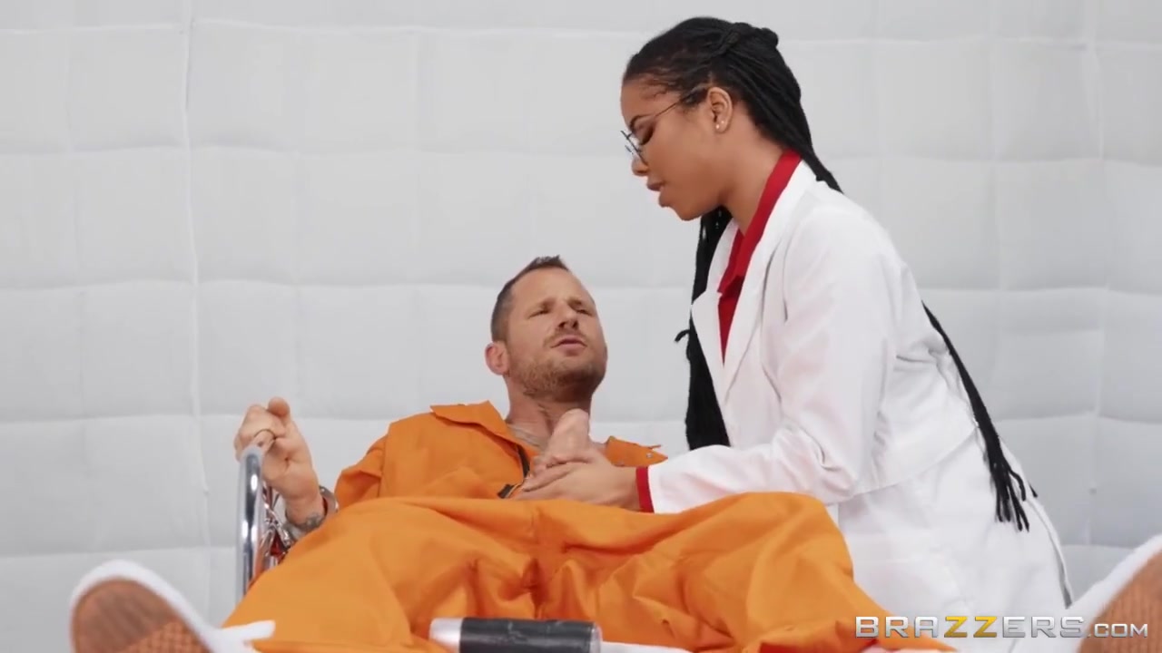 Scott Nails And Kira Noir In A Black Nurse Wanks A Prisoners Big White Cock Before Taking It Vaginally