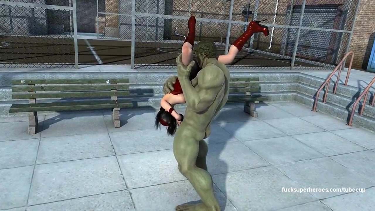 Hulk smashes into Electra's tight cunt
