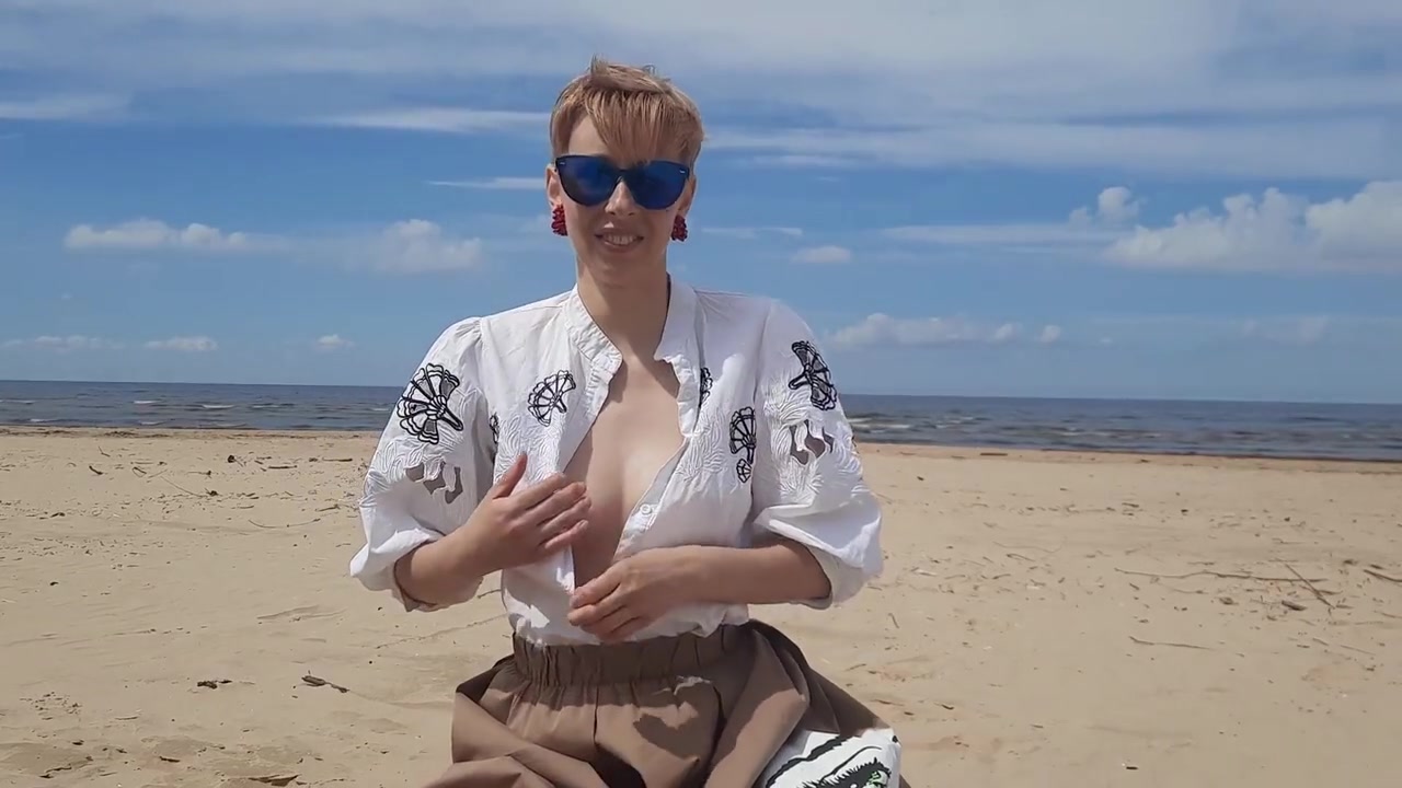 Tits Massage On The Public Beach