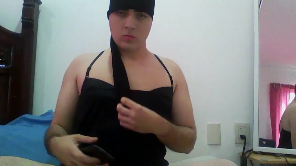eighteen sissy boy crossdresser on lingerie