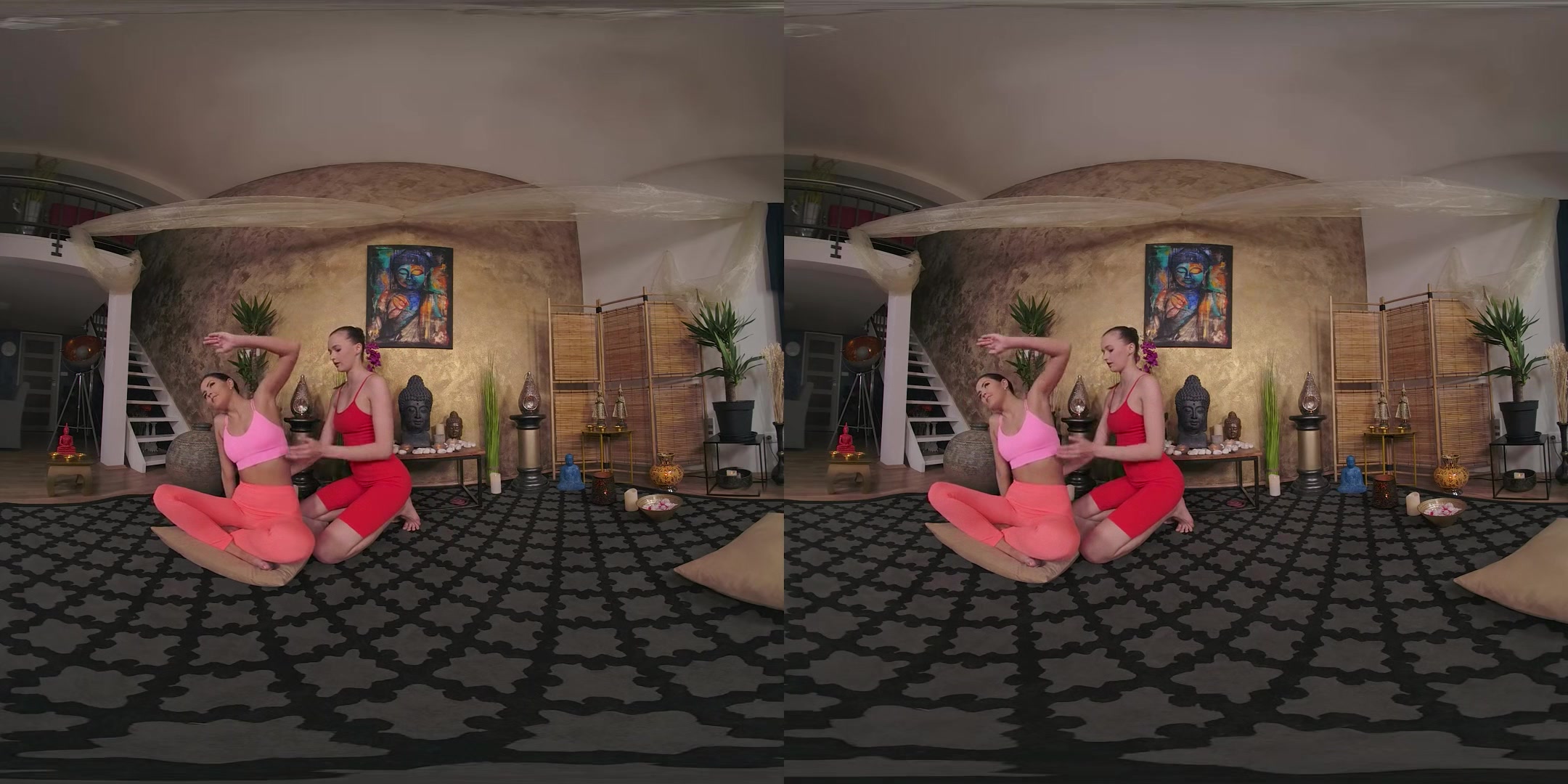 Stretching After The Yoga Class With Stacy Cruz And Cindy Shine