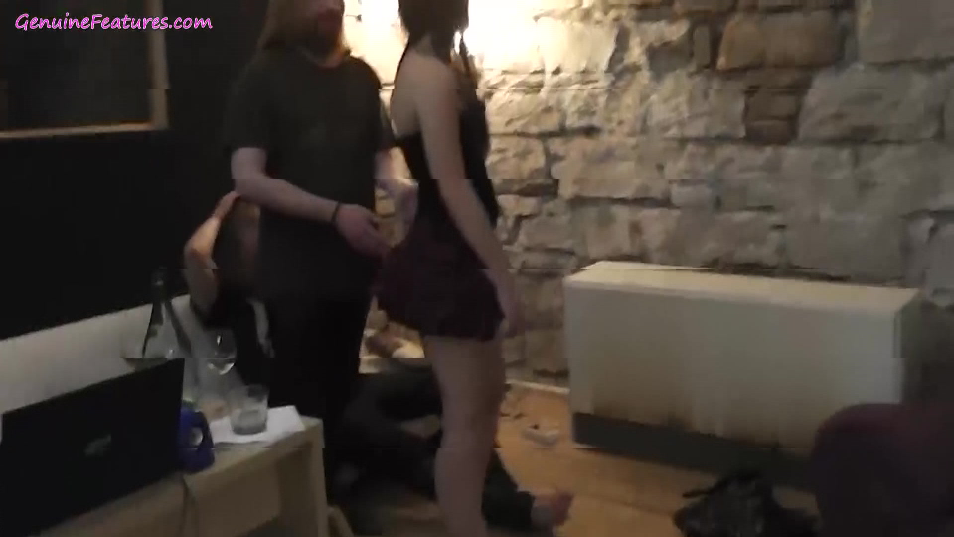 Sexy backstage with sexy rock chick and two horny guys