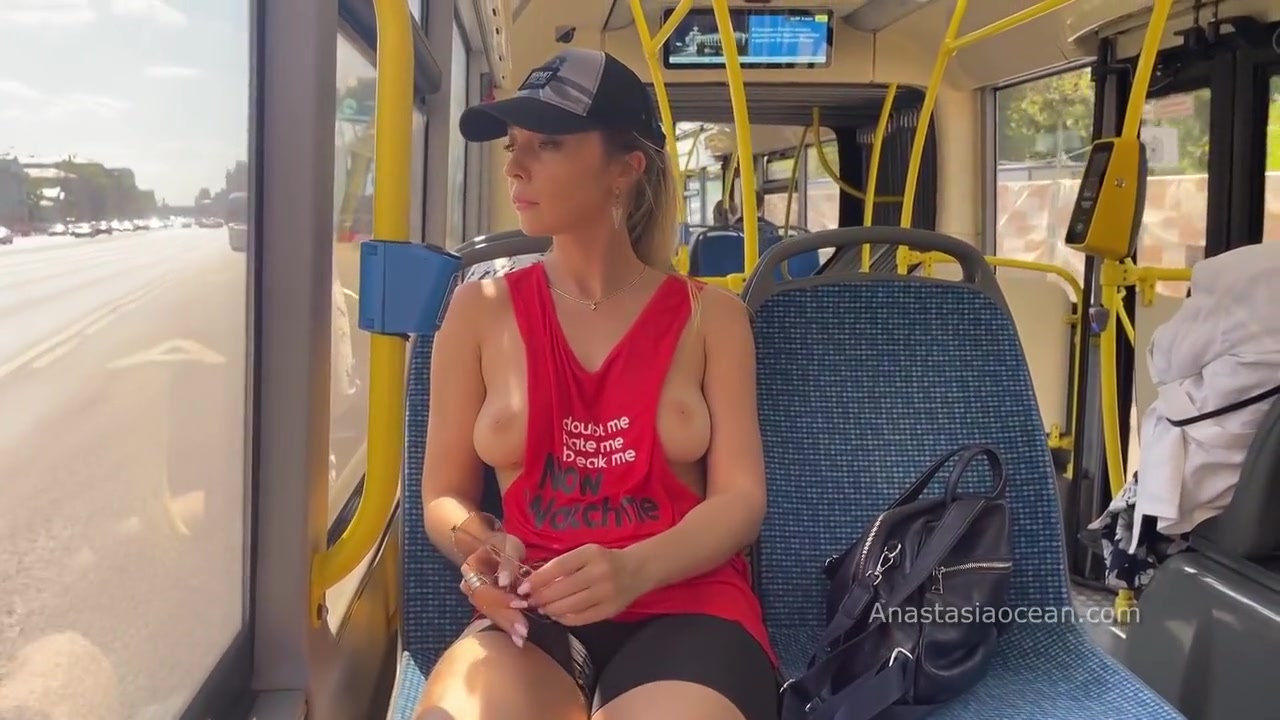 Topless In Public Bus - Anastasia Ocean And Emerald Ocean